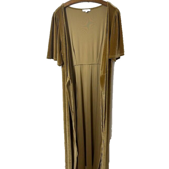 Baltic Born lavish Velvet Meghan Wrap Maxi Dress Womens XL Gold - Picture 2 of 9